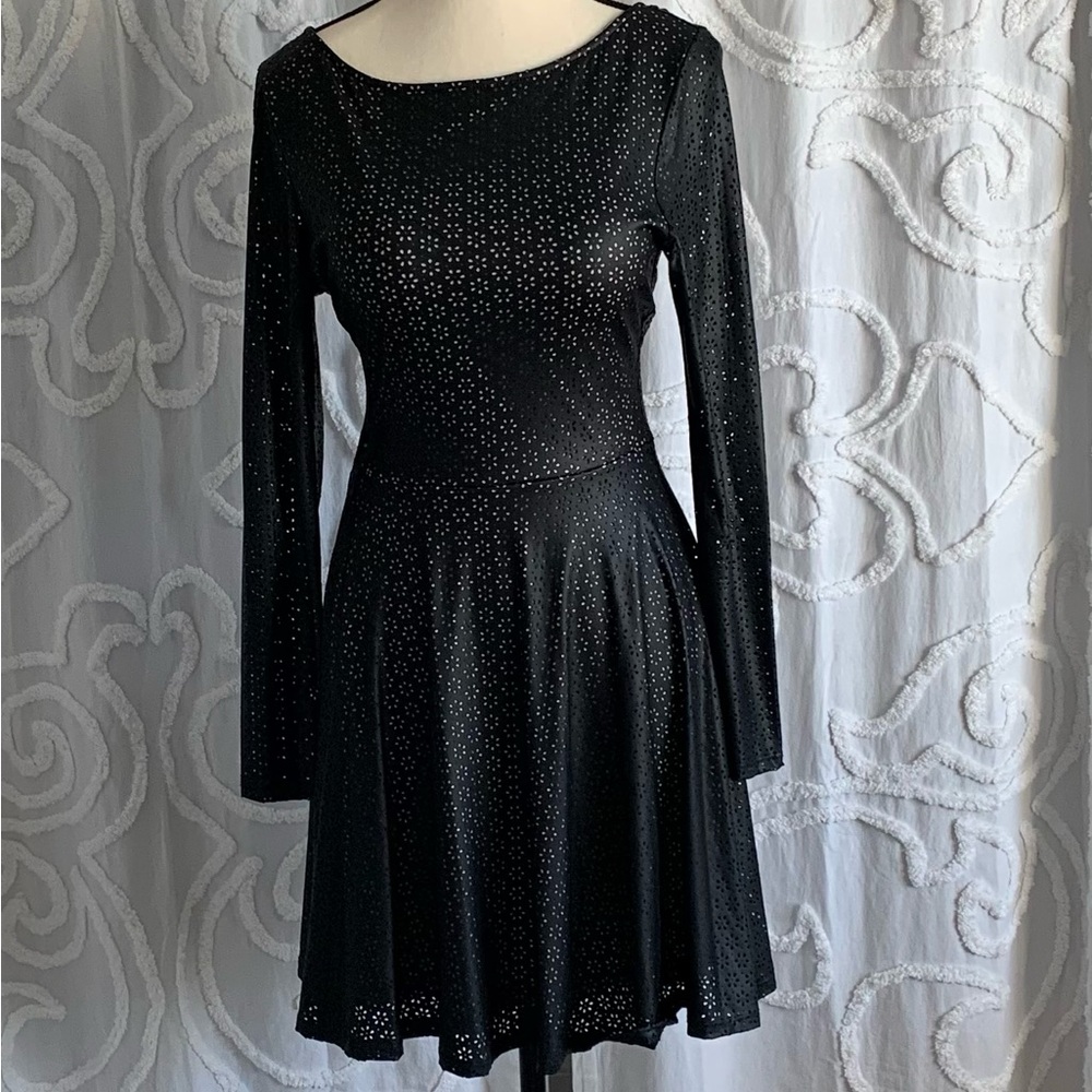 Elegant Black Eyelet Dress